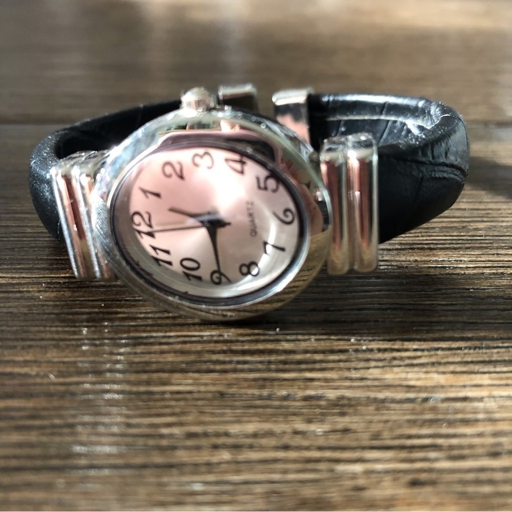 Vintage black cuff bracelet watch